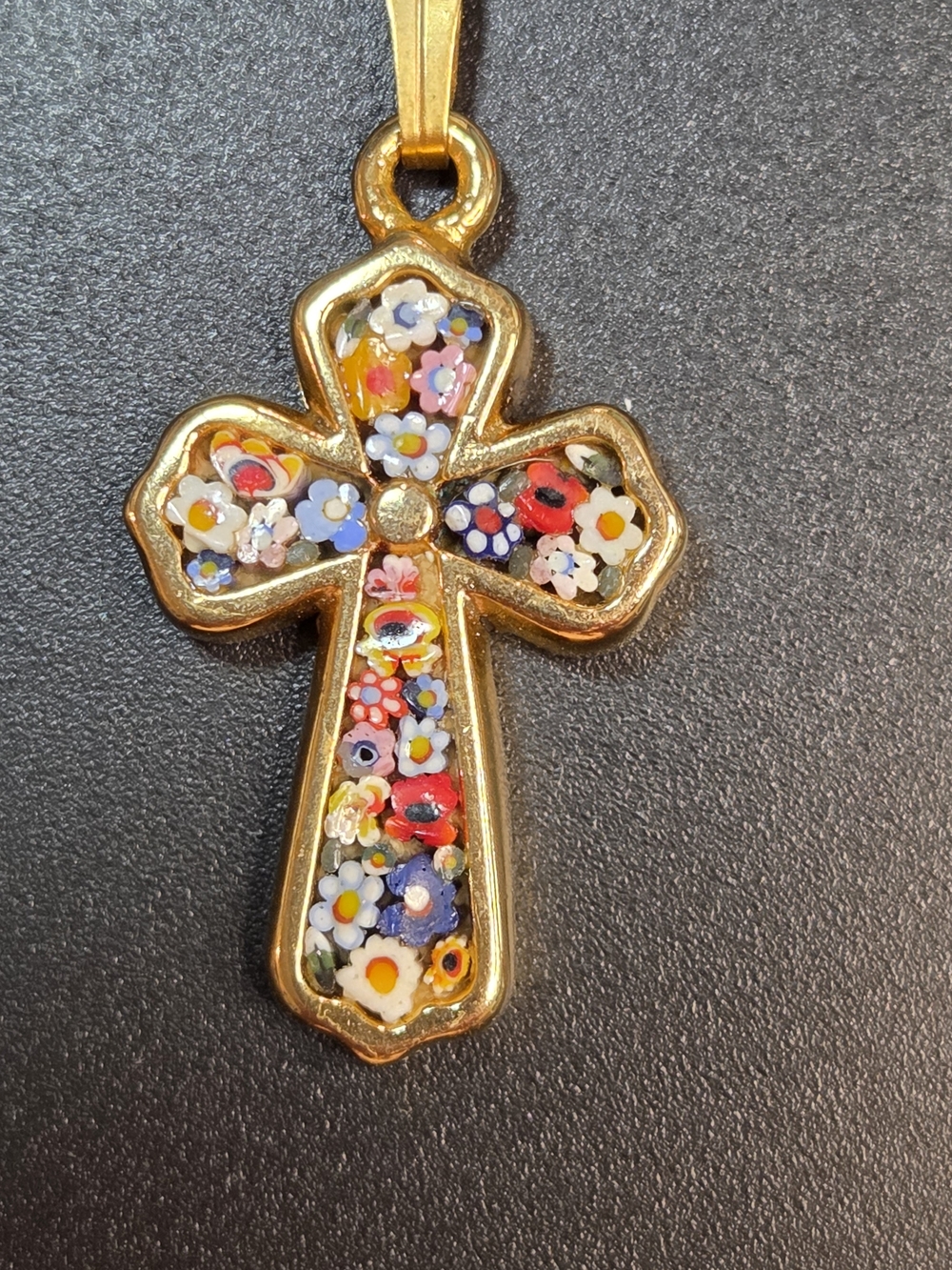 This Vintage handmade Cross is an Italian Micromosaic Cross